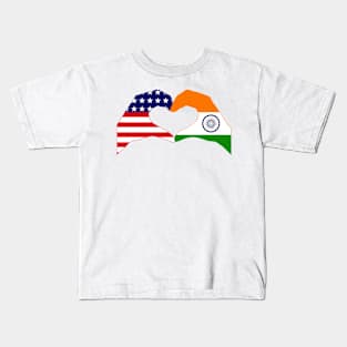 We Heart USA & India Patriot Flag Series Kids T-Shirt